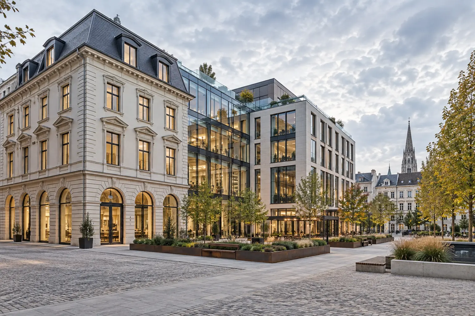 Konzeptdarstellung einer hochwertigen europäischen Immobilienentwicklung